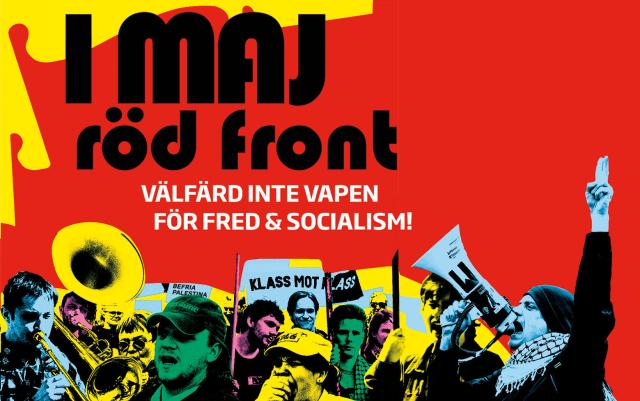 Kommunisternas Röd Front samlas på Linnégatan på 1 maj.